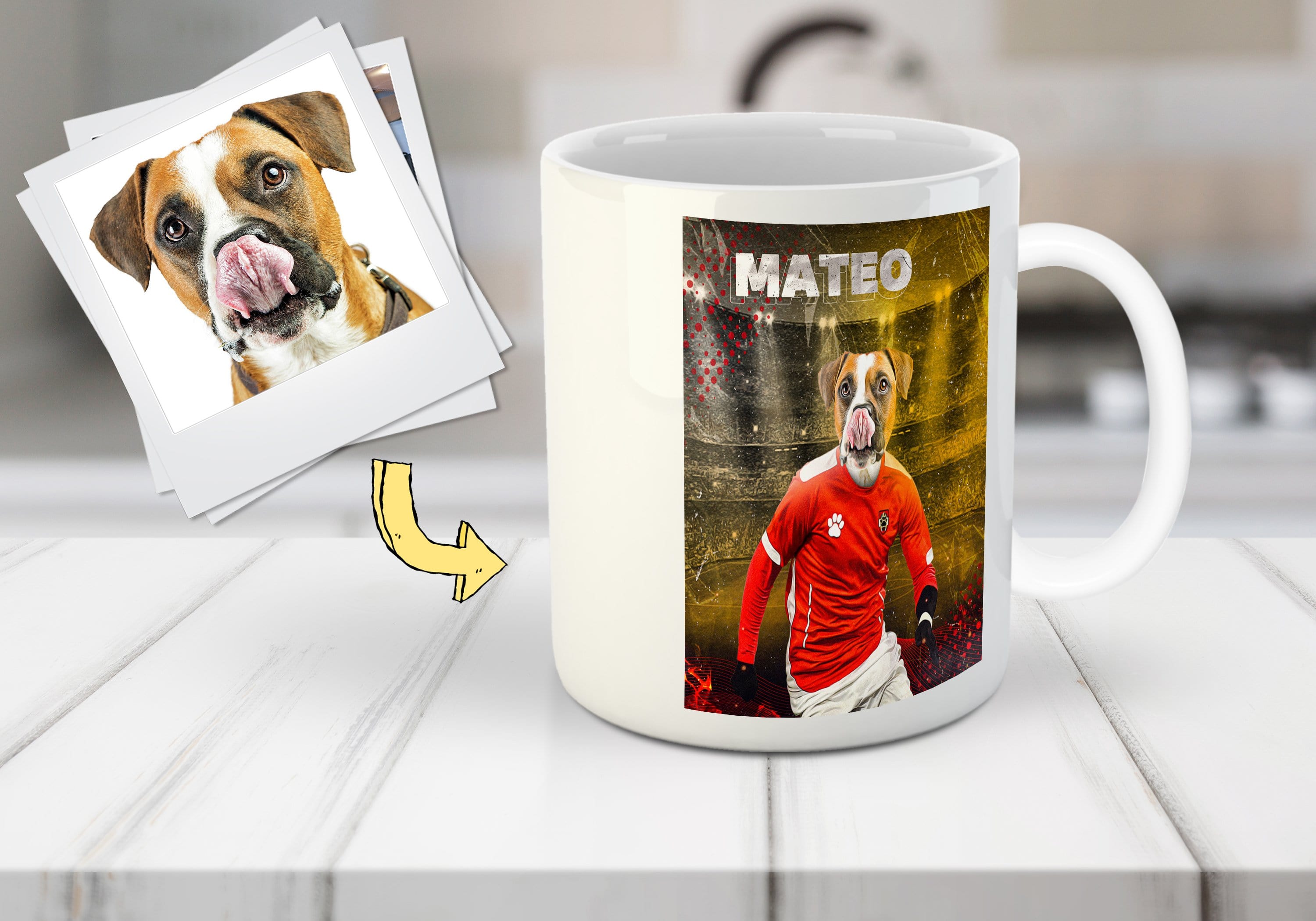Taza personalizada para mascotas Austria Doggos Soccer