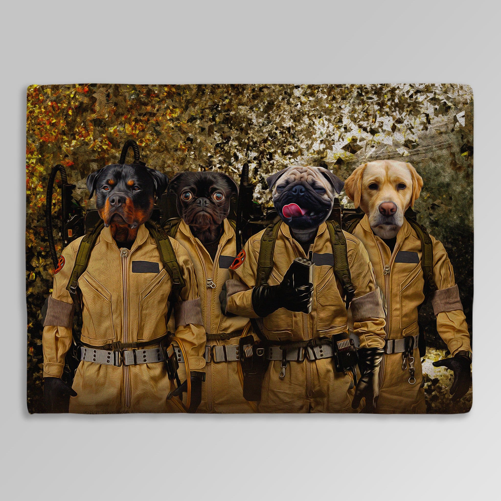 &#39;Dog Busters&#39; Personalized 4 Pet Blanket