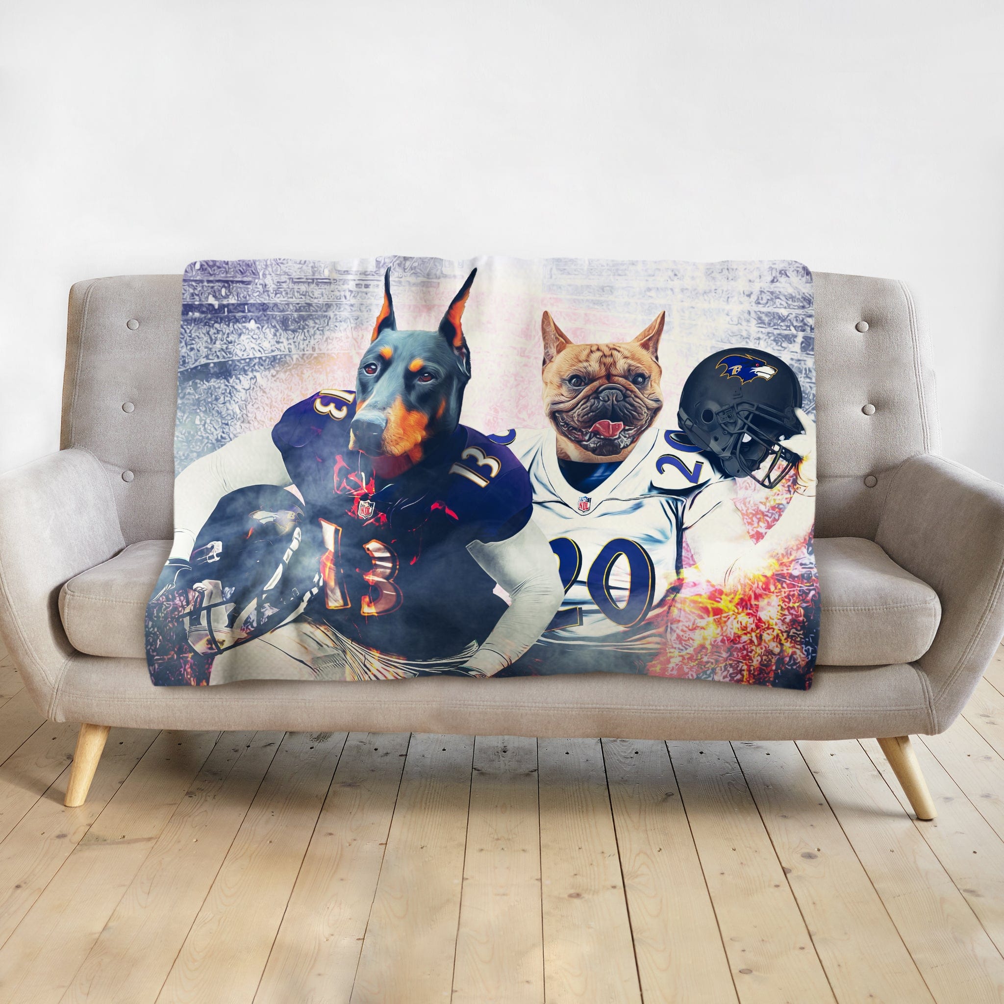 &#39;Baltimore Doggos&#39; Personalized 2 Pet Blanket
