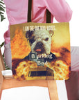 Personalized 'Barking Bad' tote bag with a custom dog portrait in a cartoon style.
