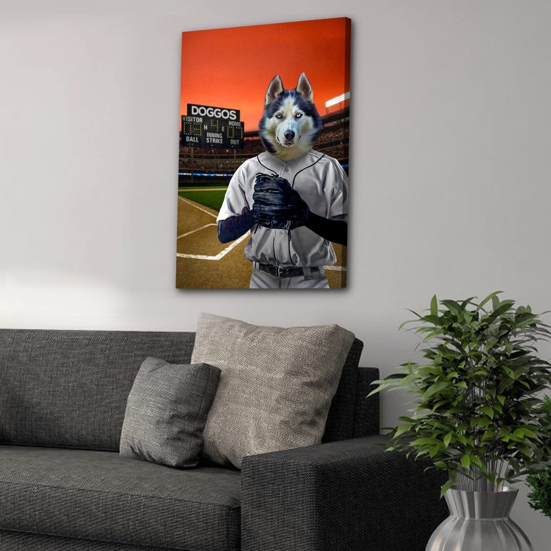 &#39;The Baseball Player&#39; Personalized Pet Canvas