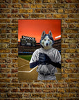 'The Baseball Player' Personalized Dog Poster