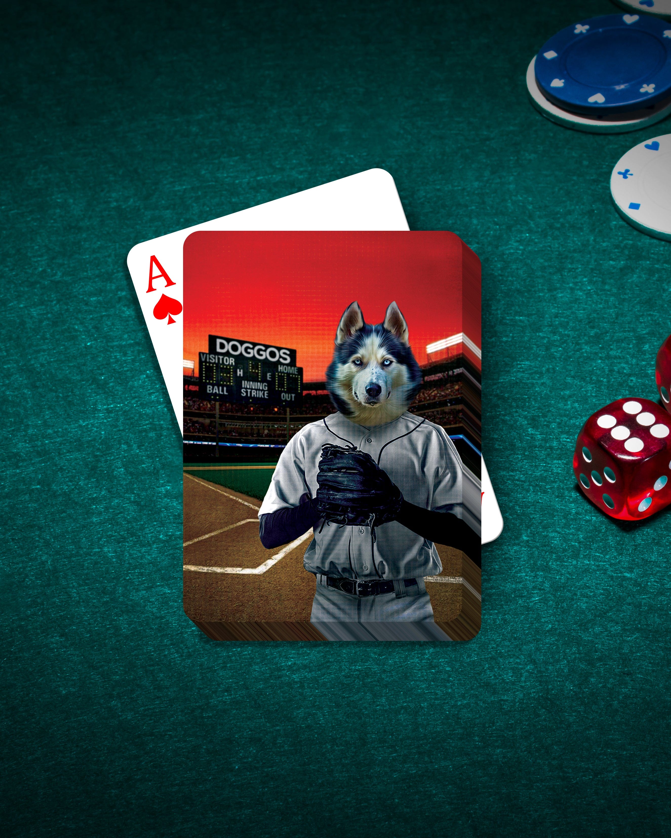 &#39;The Baseball Player&#39; Personalized Pet Playing Cards