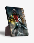 Personalized 'Bat Dog & Robpaw' standing canvas featuring a pug as Robin and a husky as Batman.