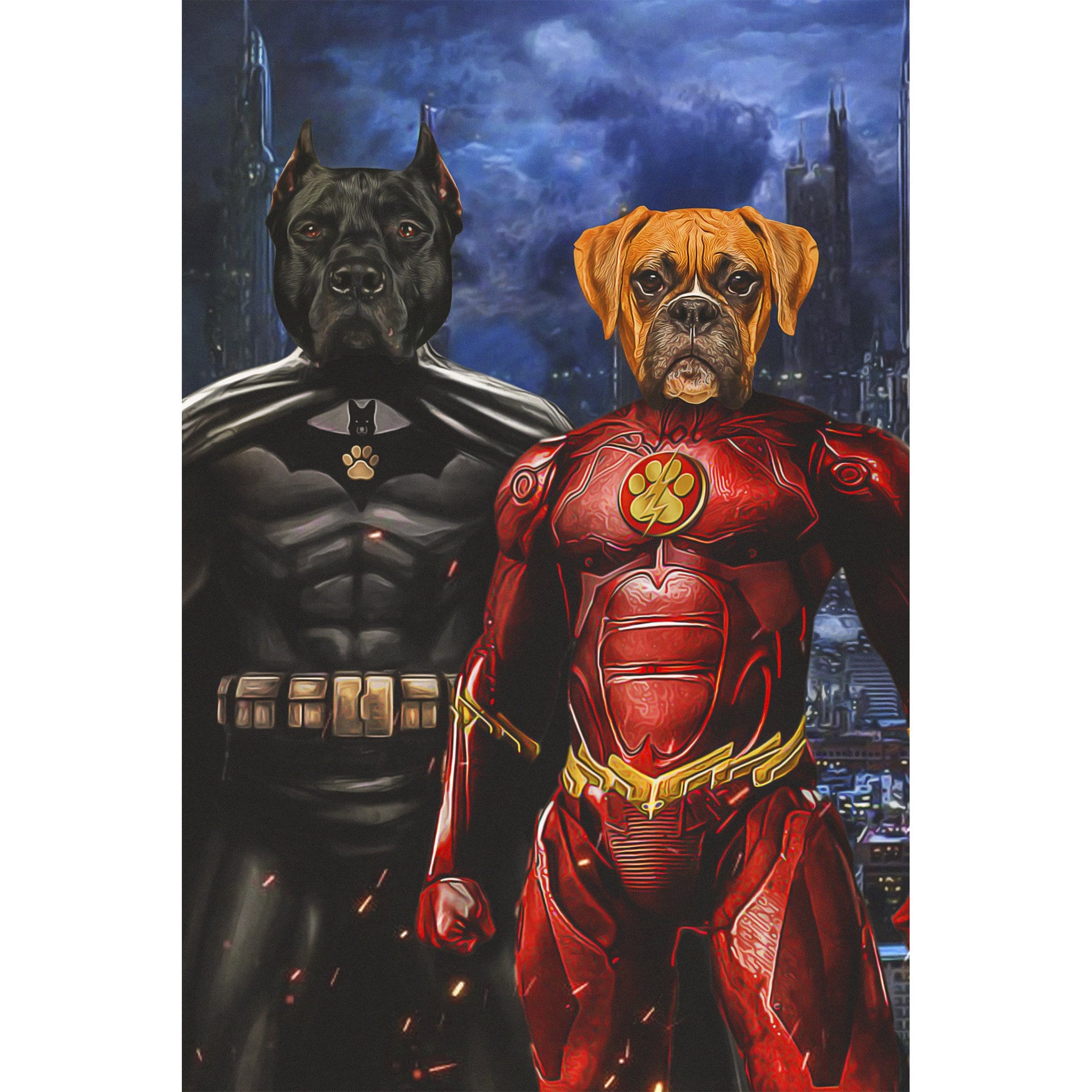 &#39;Batdog &amp; Flash Doggo&#39; 2 Pet Digital Portrait