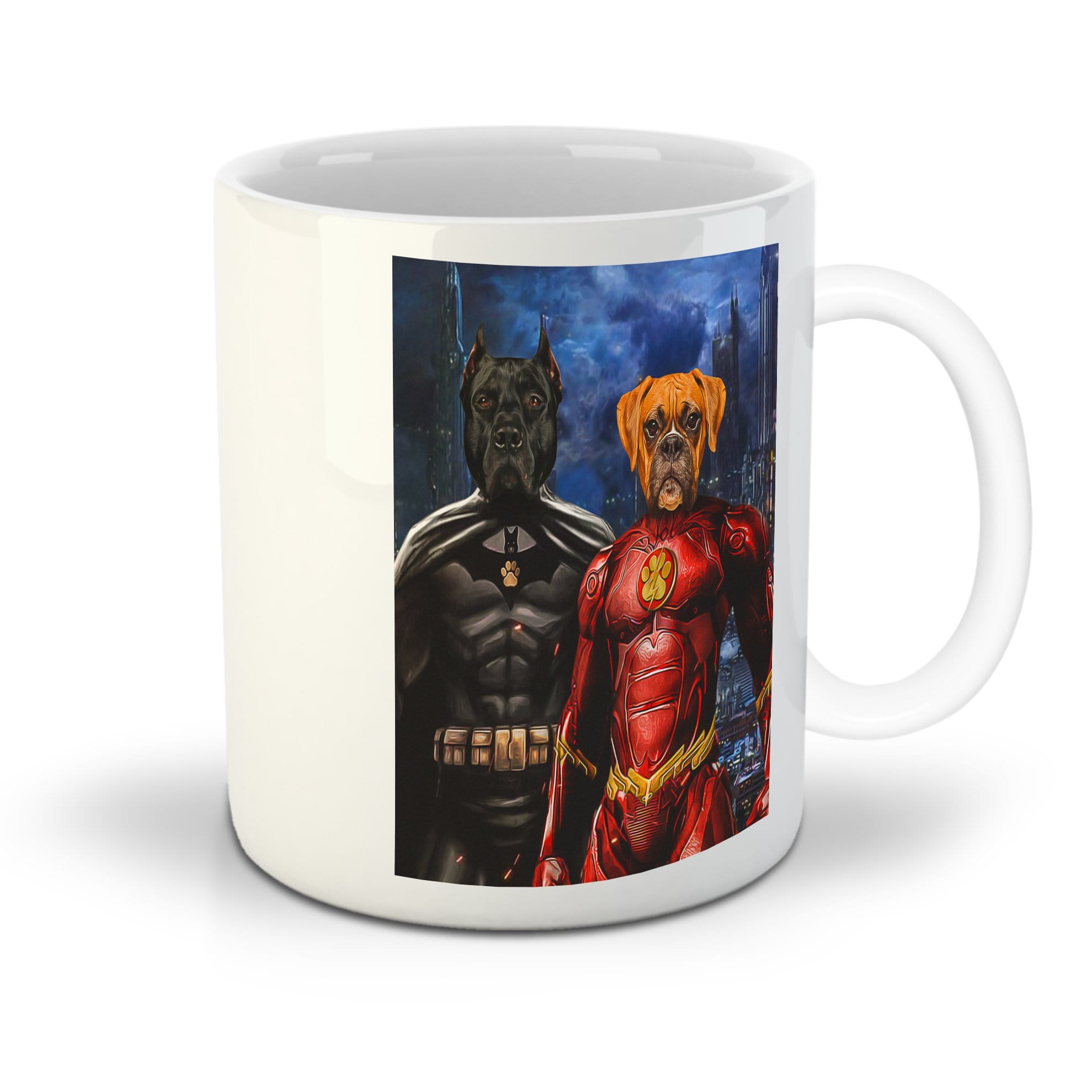 &#39;Batdog &amp; Flash Doggo&#39; Personalized 2 Pet Mug