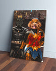 Lienzo personalizado para 2 mascotas 'Batdog &amp; Wonder Doggette'