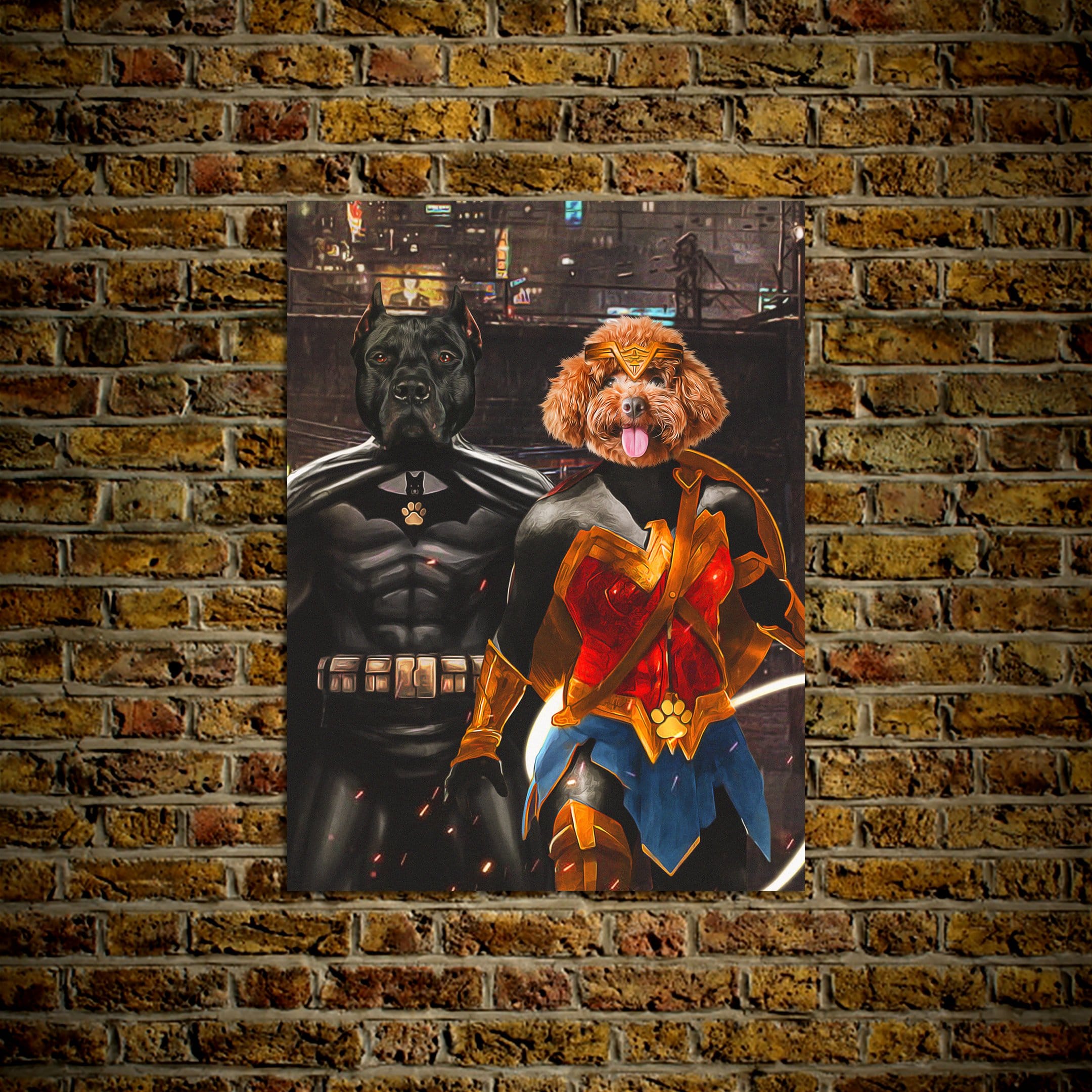 'Batdog & Wonder Doggette' Personalized 2 Pet Poster
