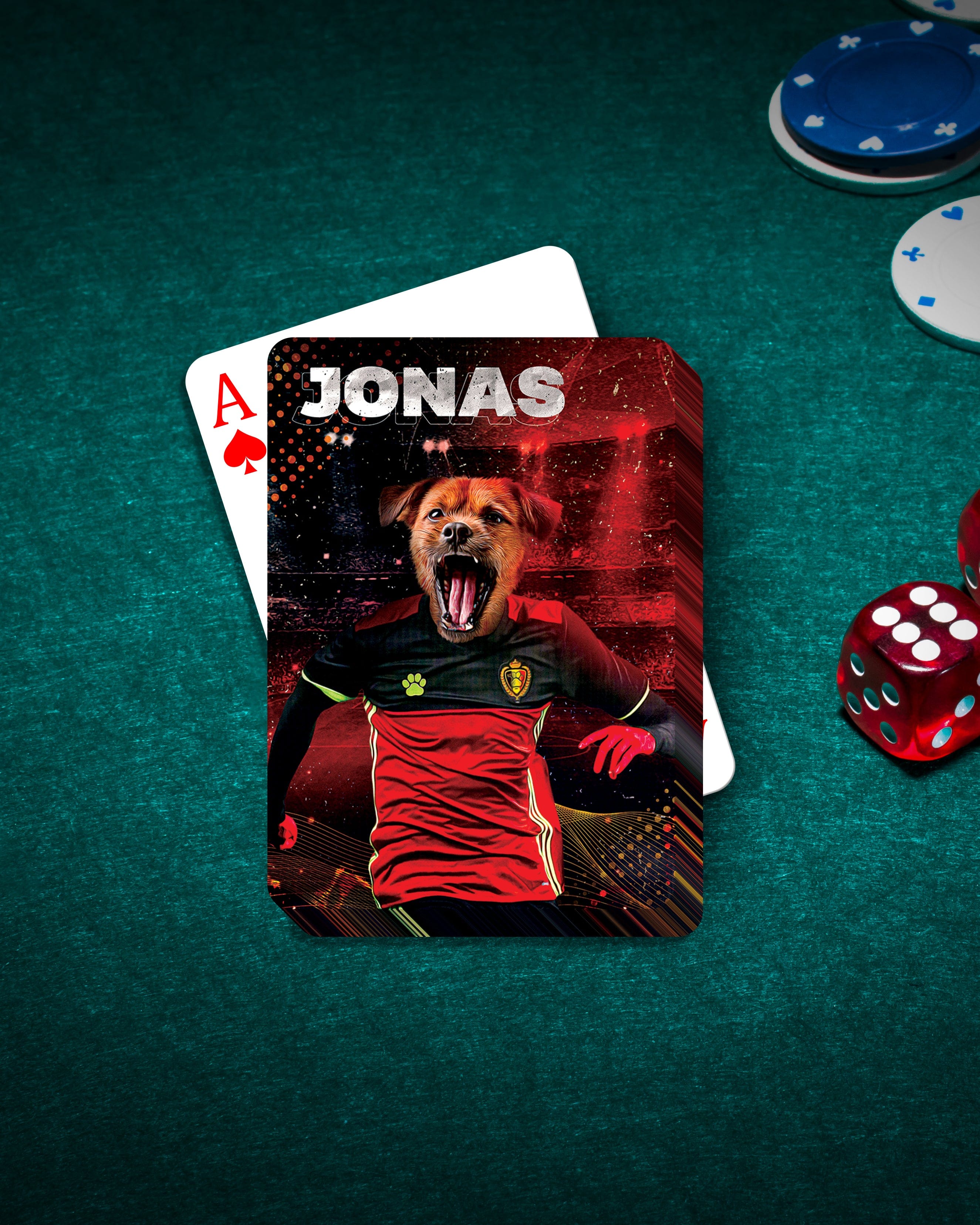 &#39;Belgium Doggos Soccer&#39; Personalized Pet Playing Cards