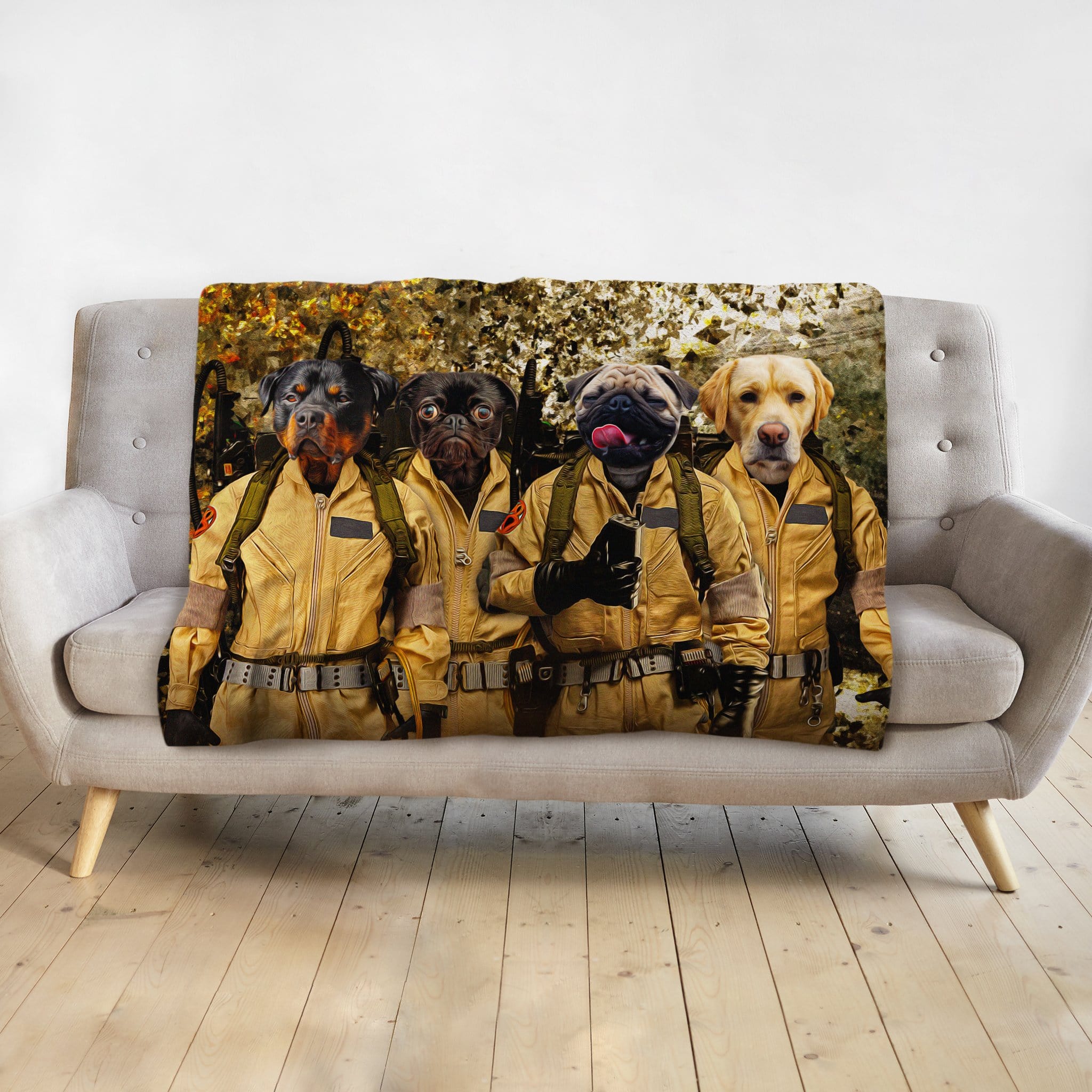 &#39;Dog Busters&#39; Personalized 4 Pet Blanket