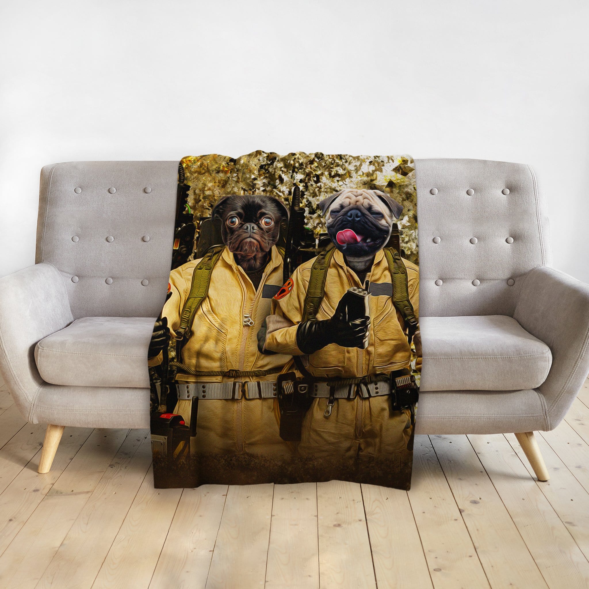&#39;Dog Busters&#39; Personalized 2 Pet Blanket