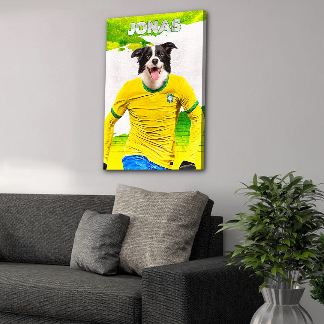 Lienzo personalizado para mascotas &#39;Brazil Doggos Soccer&#39;