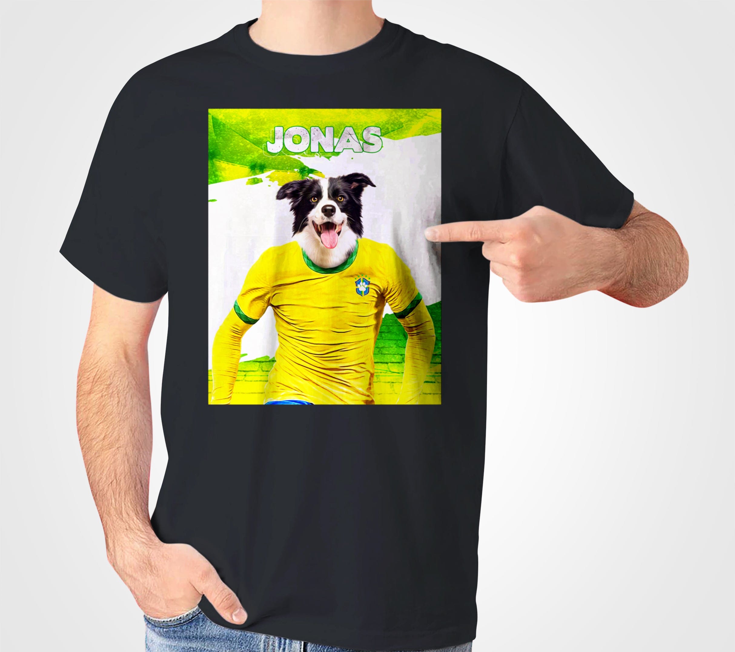 Camiseta personalizada para mascotas &#39;Brazil Doggos Soccer&#39; 