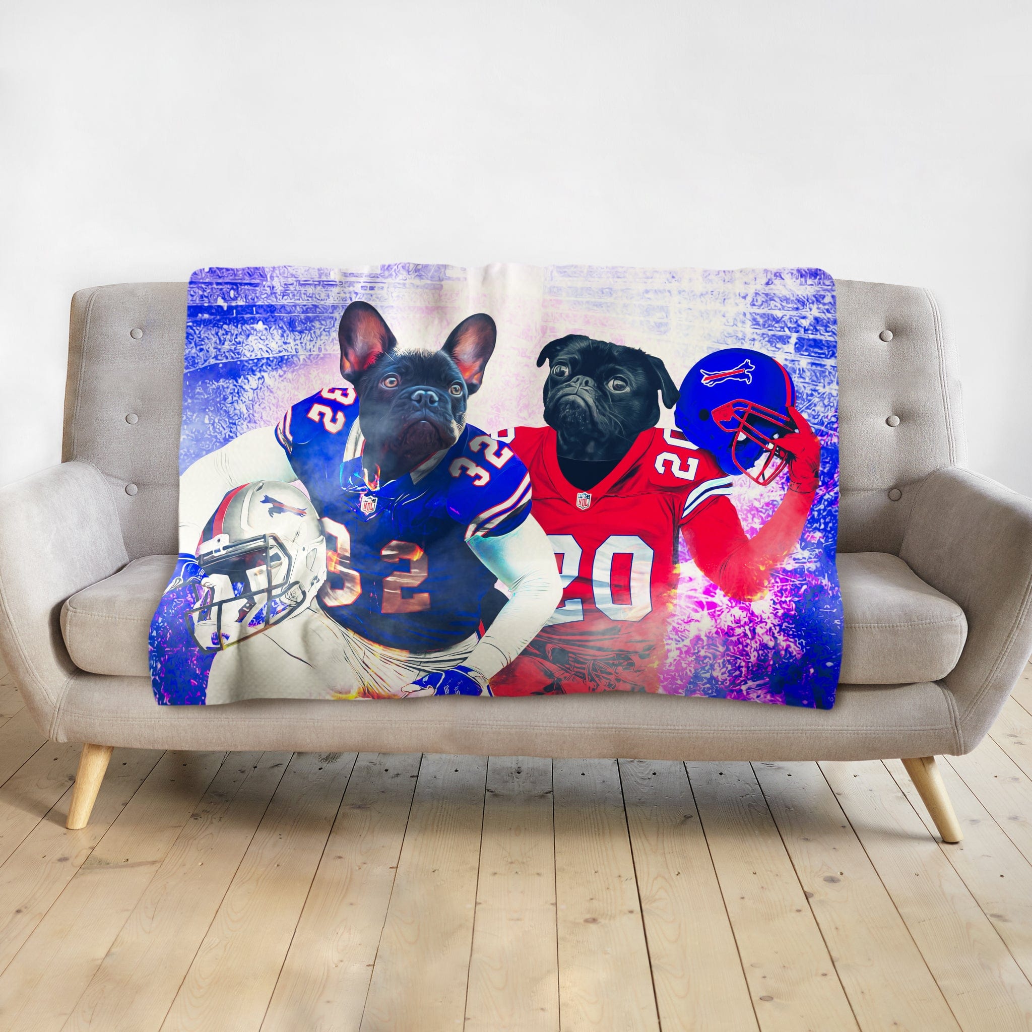 &#39;Buffalo Doggos&#39; Personalized 2 Pet Blanket