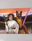 Lienzo personalizado para 2 mascotas 'Princesa Leidown y Jedi-Doggo'