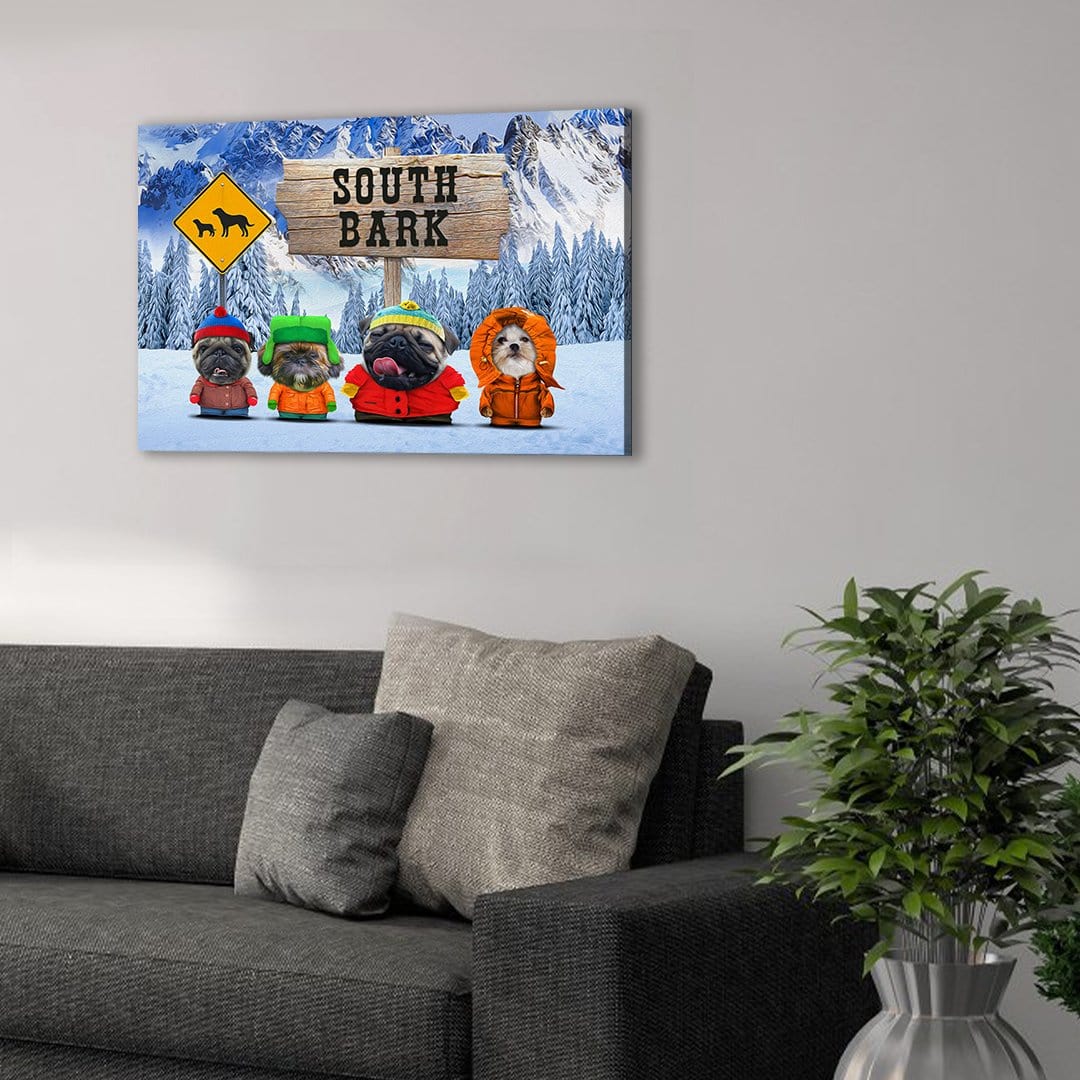 &#39;South Bark&#39; Personalized 4 Pet Canvas
