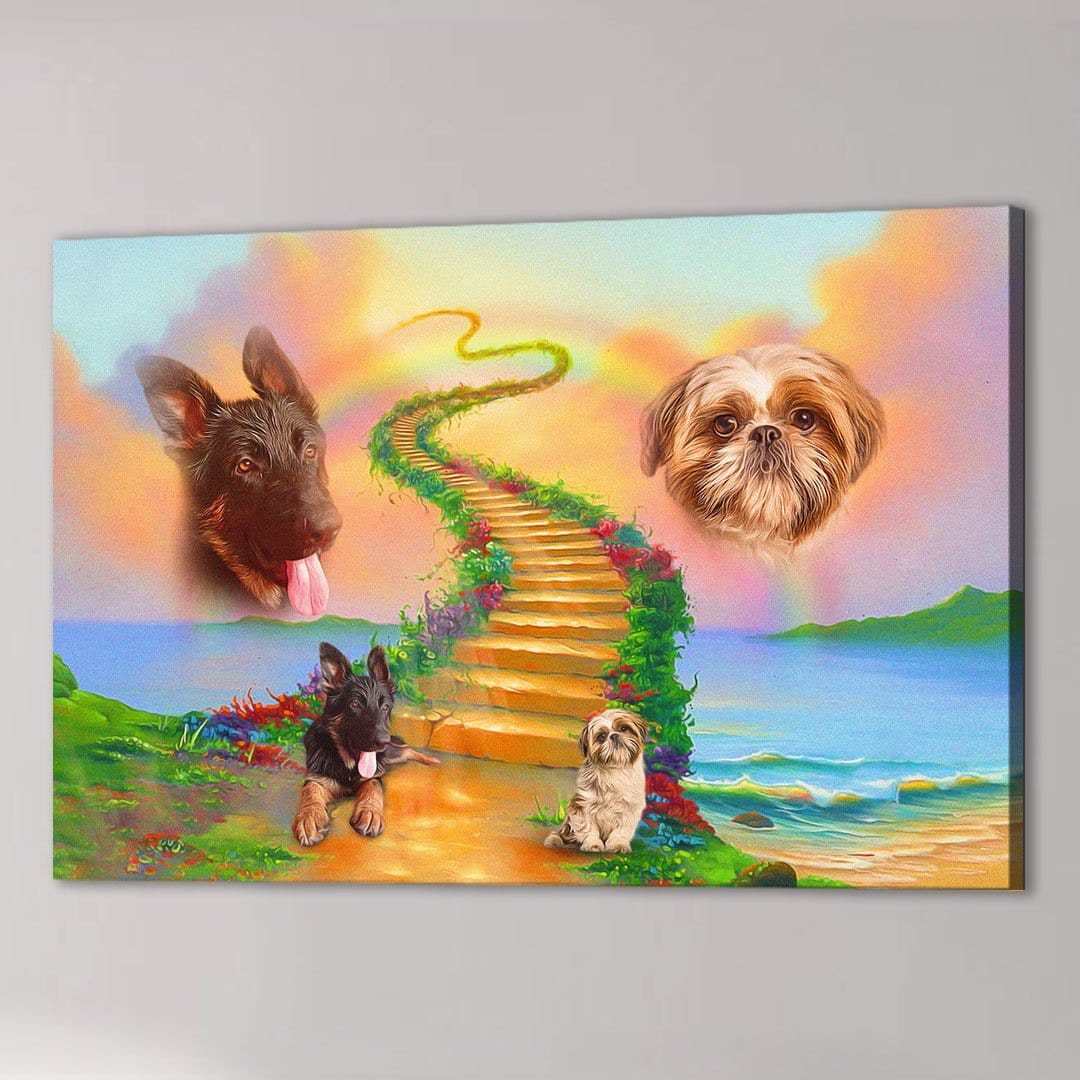 &#39;The Rainbow Bridge 2 Pet&#39; Personalized 2 Pet Canvas