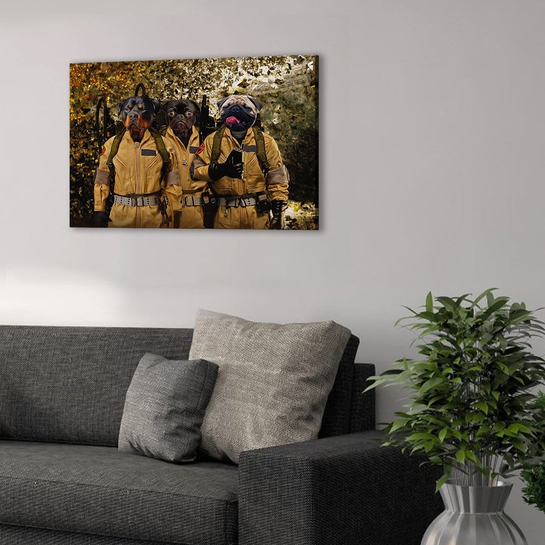 &#39;Dog Busters&#39; Personalized 4 Pet Canvas