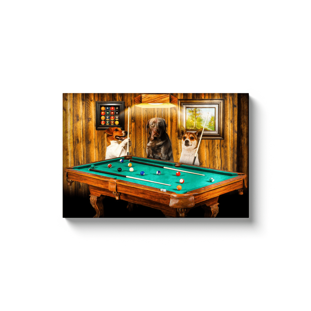 &#39;The Pool Players&#39; Personalized 3 Pet Canvas