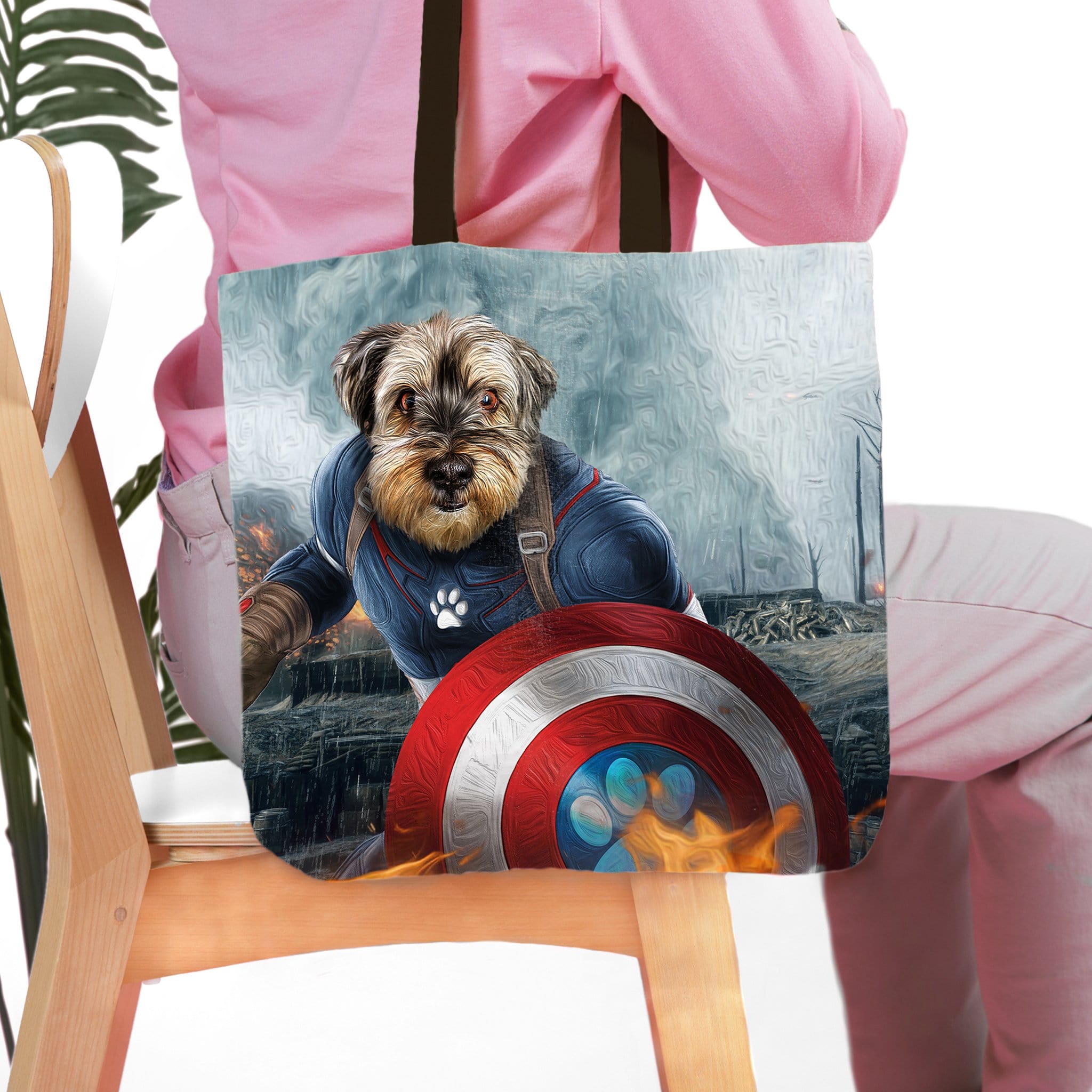 'Captain Doggmerica' Personalized Tote Bag