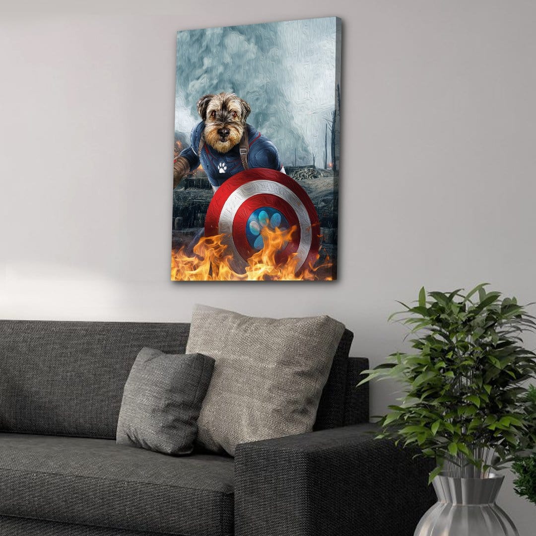&#39;Captain Doggmerica&#39; Personalized Pet Canvas