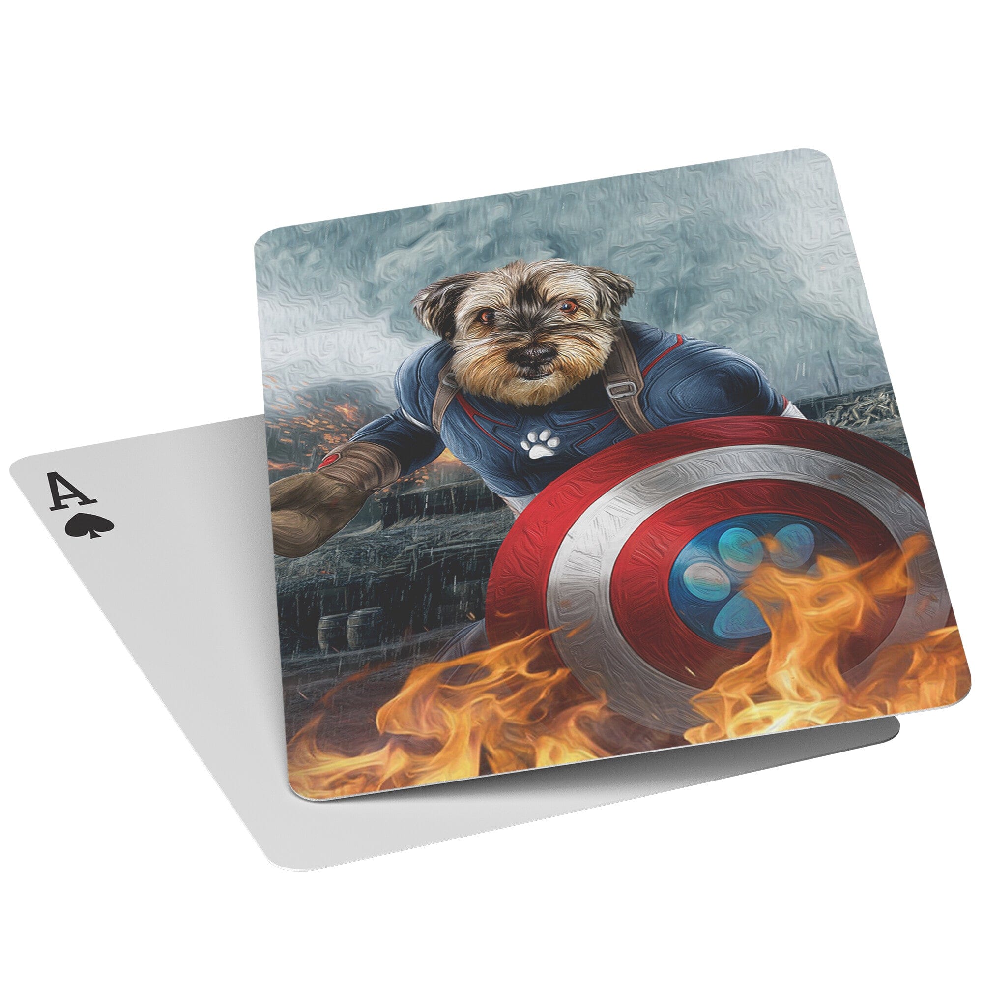 &#39;Captain Doggmerica&#39; Personalized Pet Playing Cards