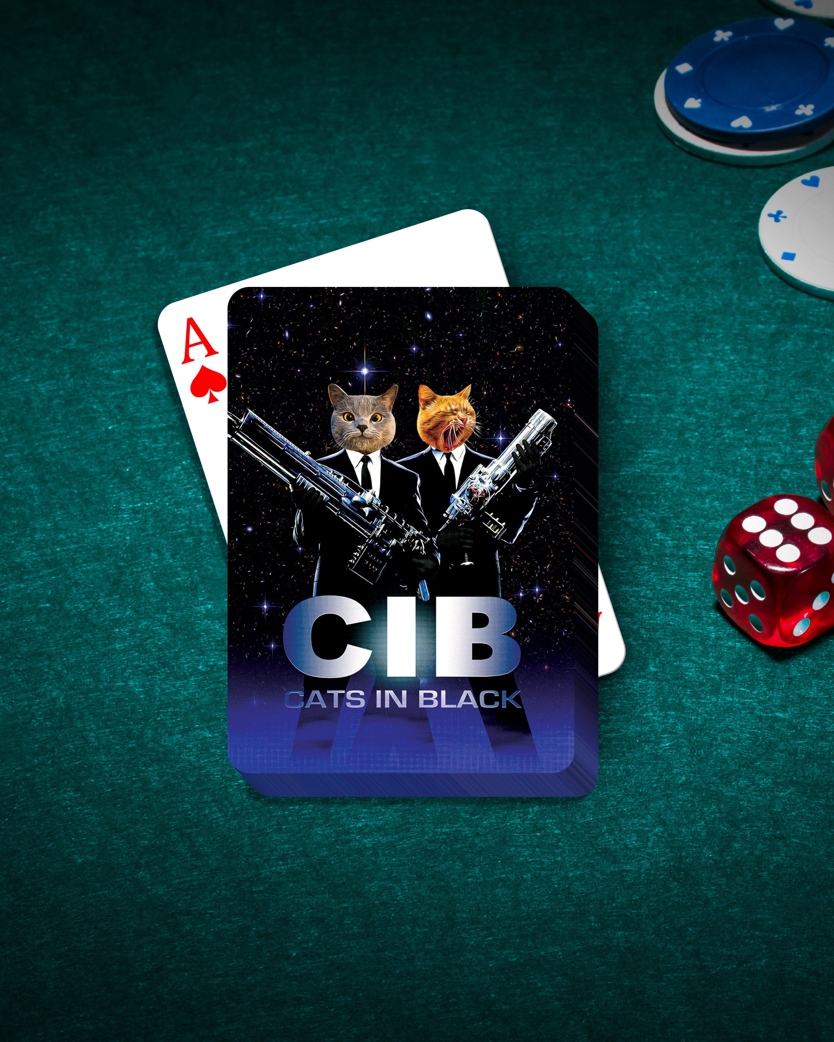 &#39;Cats In Black&#39; Personalized 2 Pet Playing Cards