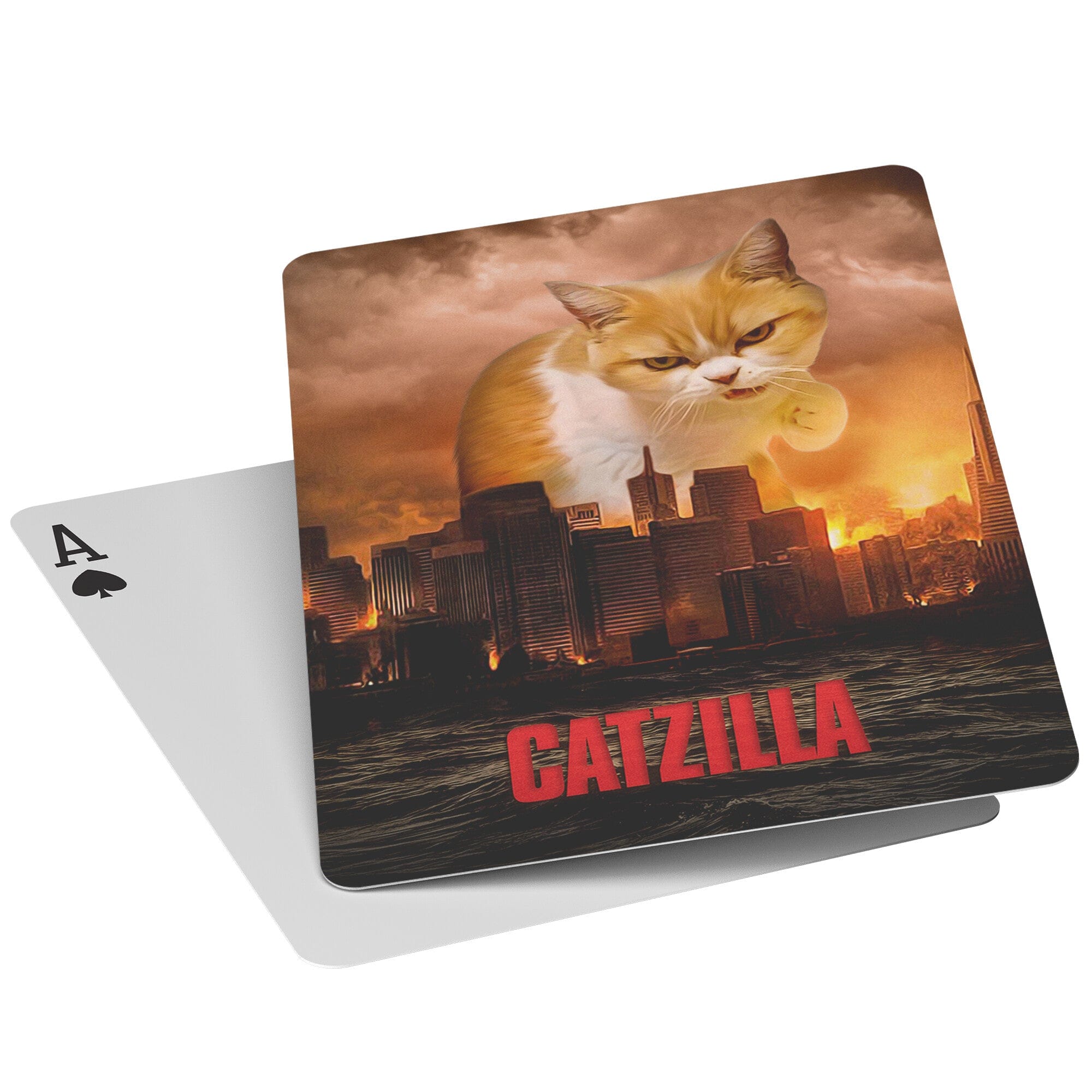 &#39;Catzilla&#39; Personalized Pet Playing Cards
