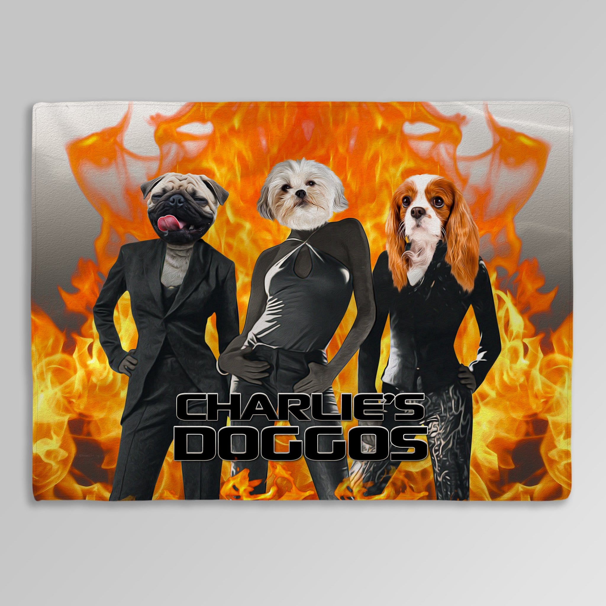 Manta personalizada para 3 mascotas &#39;Charlie&#39;s Doggos&#39; 