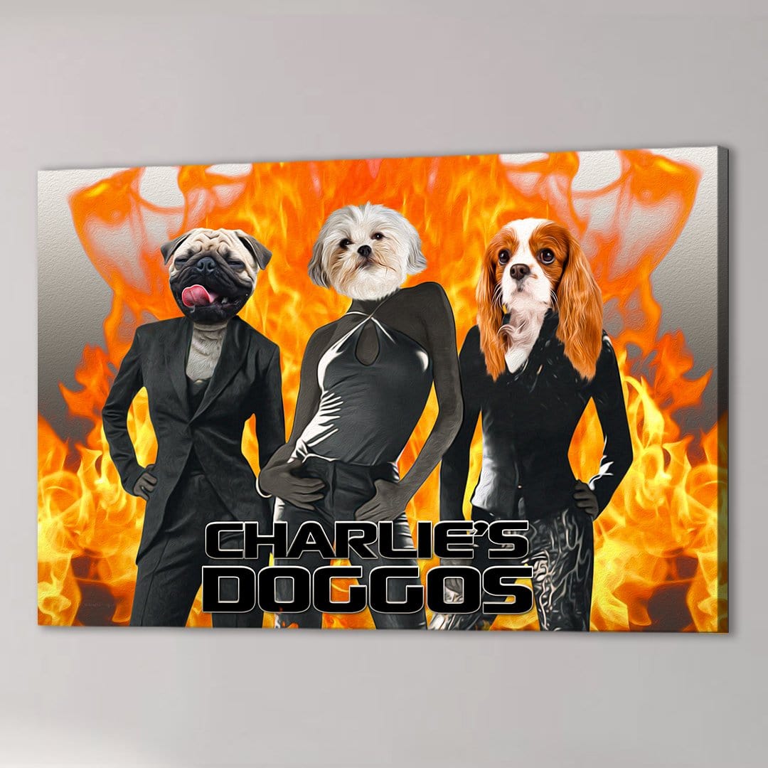 Lienzo personalizado para 3 mascotas &#39;Charlie&#39;s Doggos&#39;