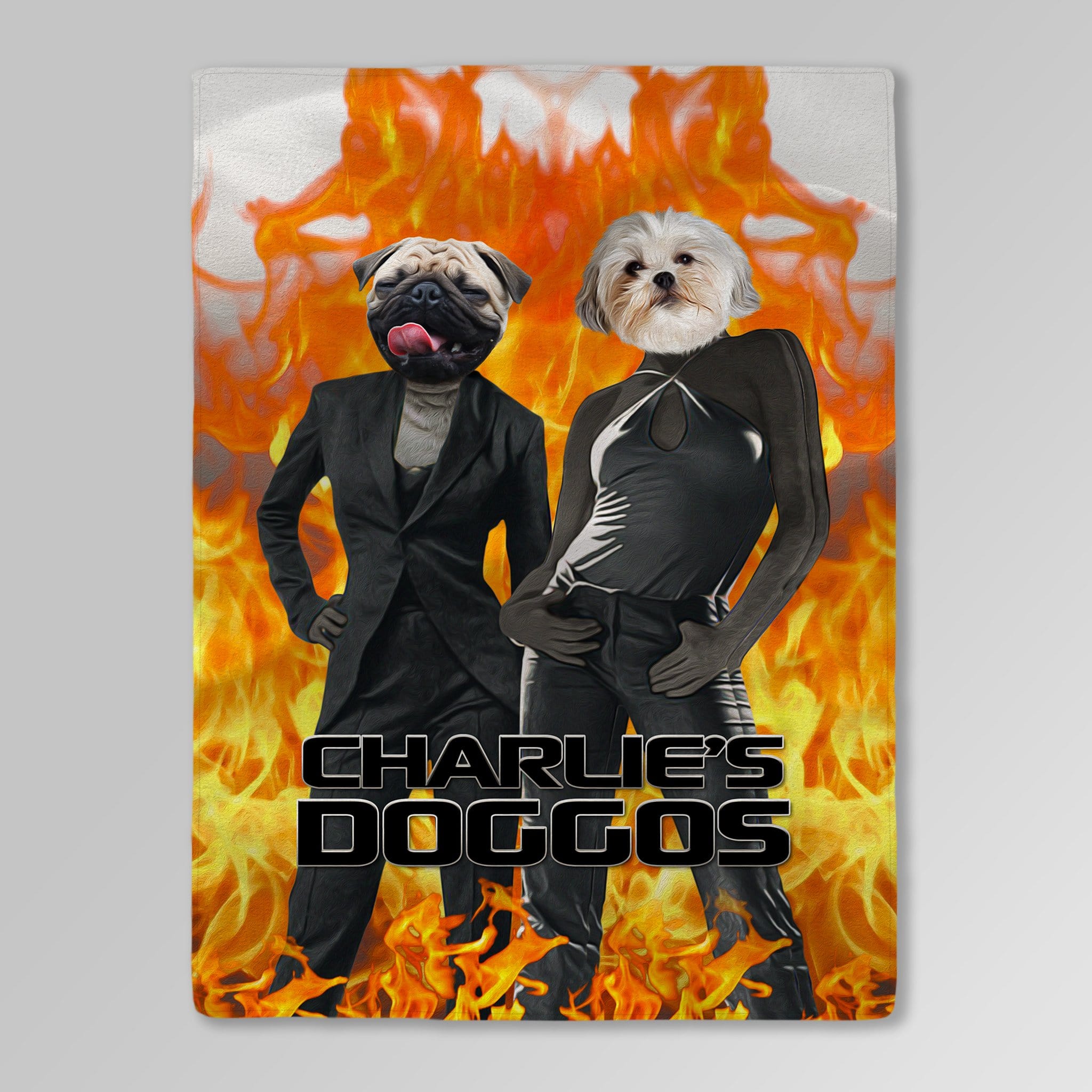 Manta personalizada para 2 mascotas &#39;Charlie&#39;s Doggos&#39; 