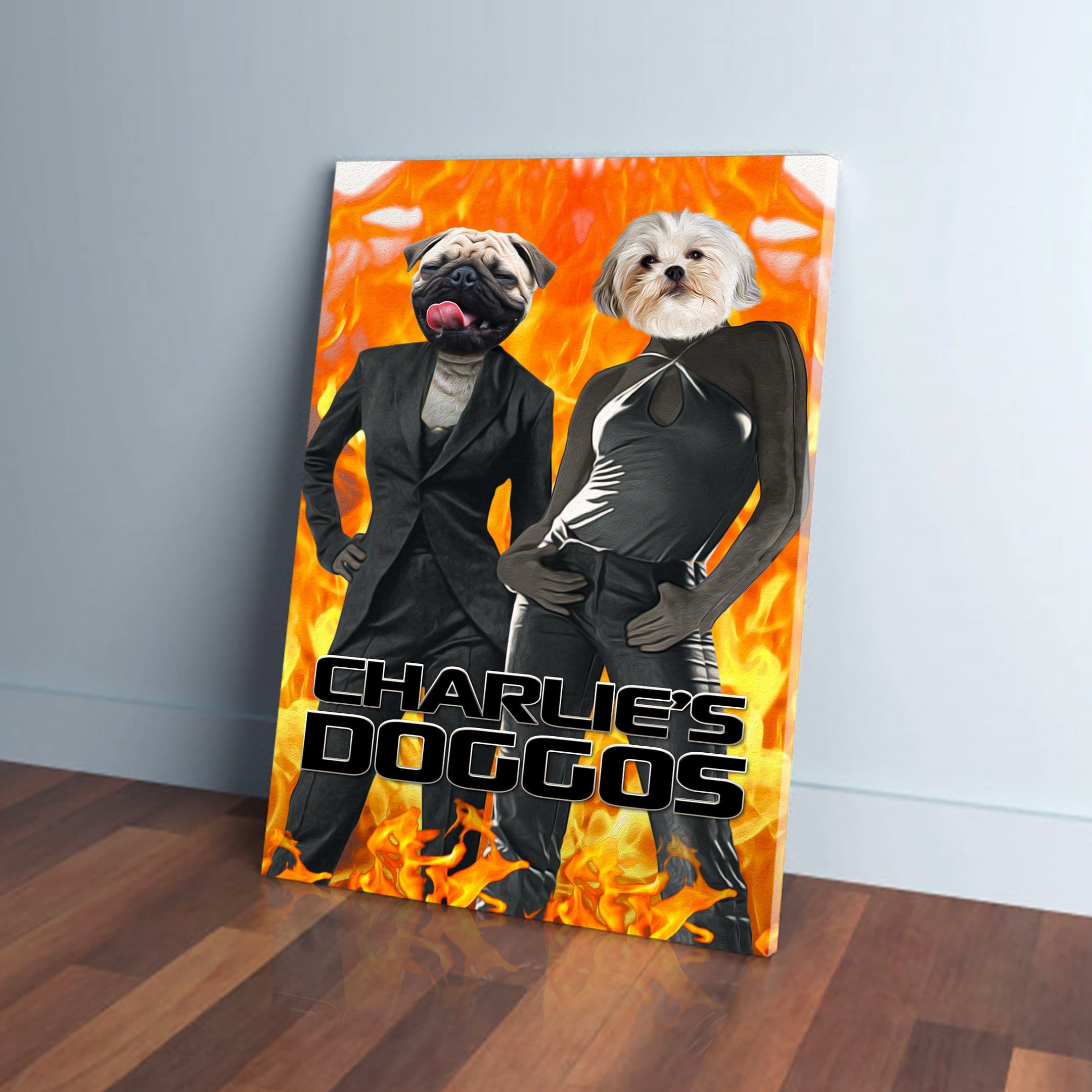 &#39;Charlie&#39;s Doggos&#39; Personalized 2 Pet Canvas