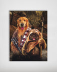 Personalized Chewdogga & Dogg-E-Wok poster featuring a Golden Retriever and a small dog in Star Wars costumes.