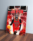 Personalized pet canvas featuring a German Shepherd in a red basketball jersey with "DOGS 23" and "JACKSON.