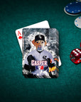 Personalized Chicago White Paws playing card featuring a custom dog portrait in a baseball uniform.