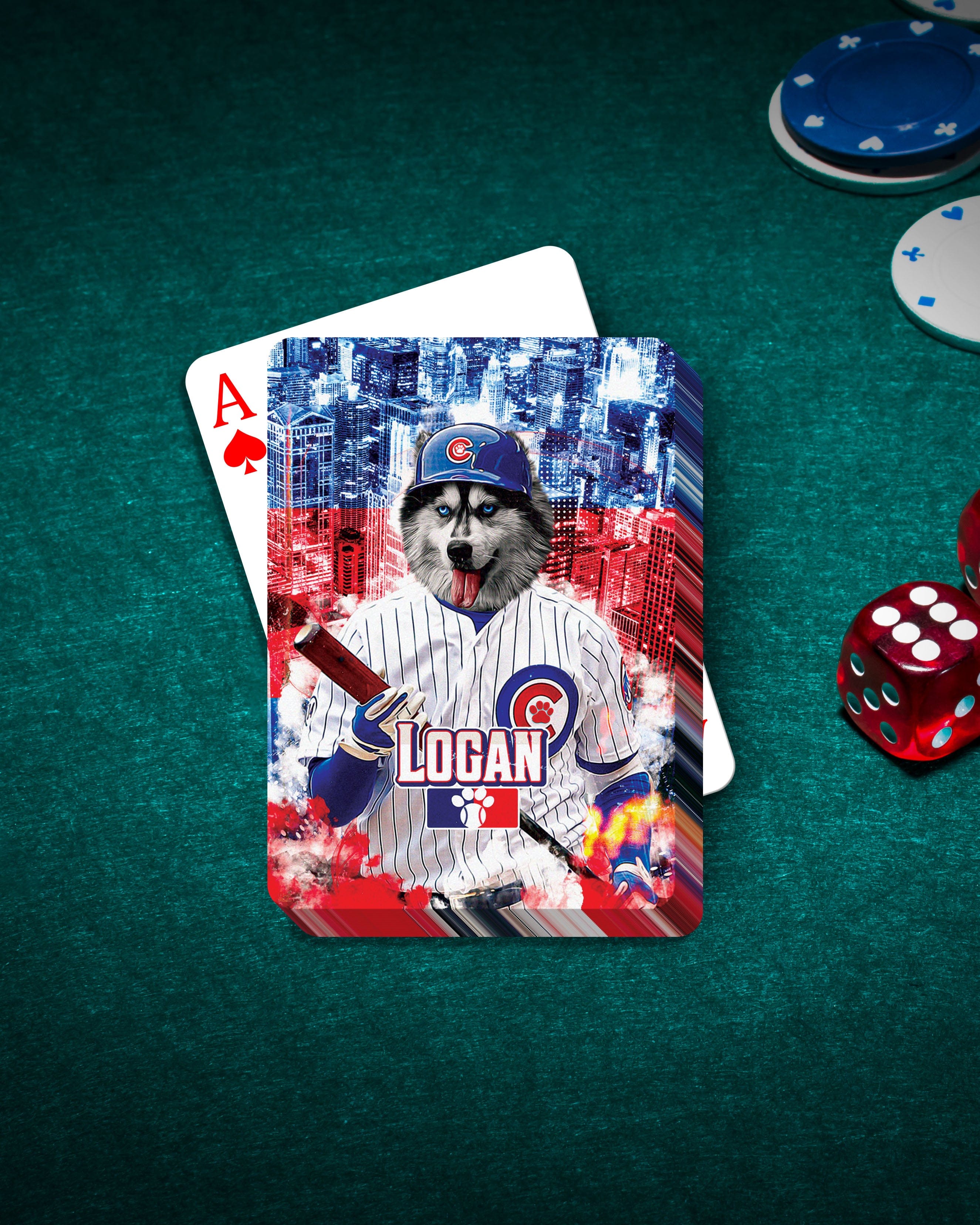 &#39;Chicago Cubdogs&#39; Personalized Pet Playing Cards