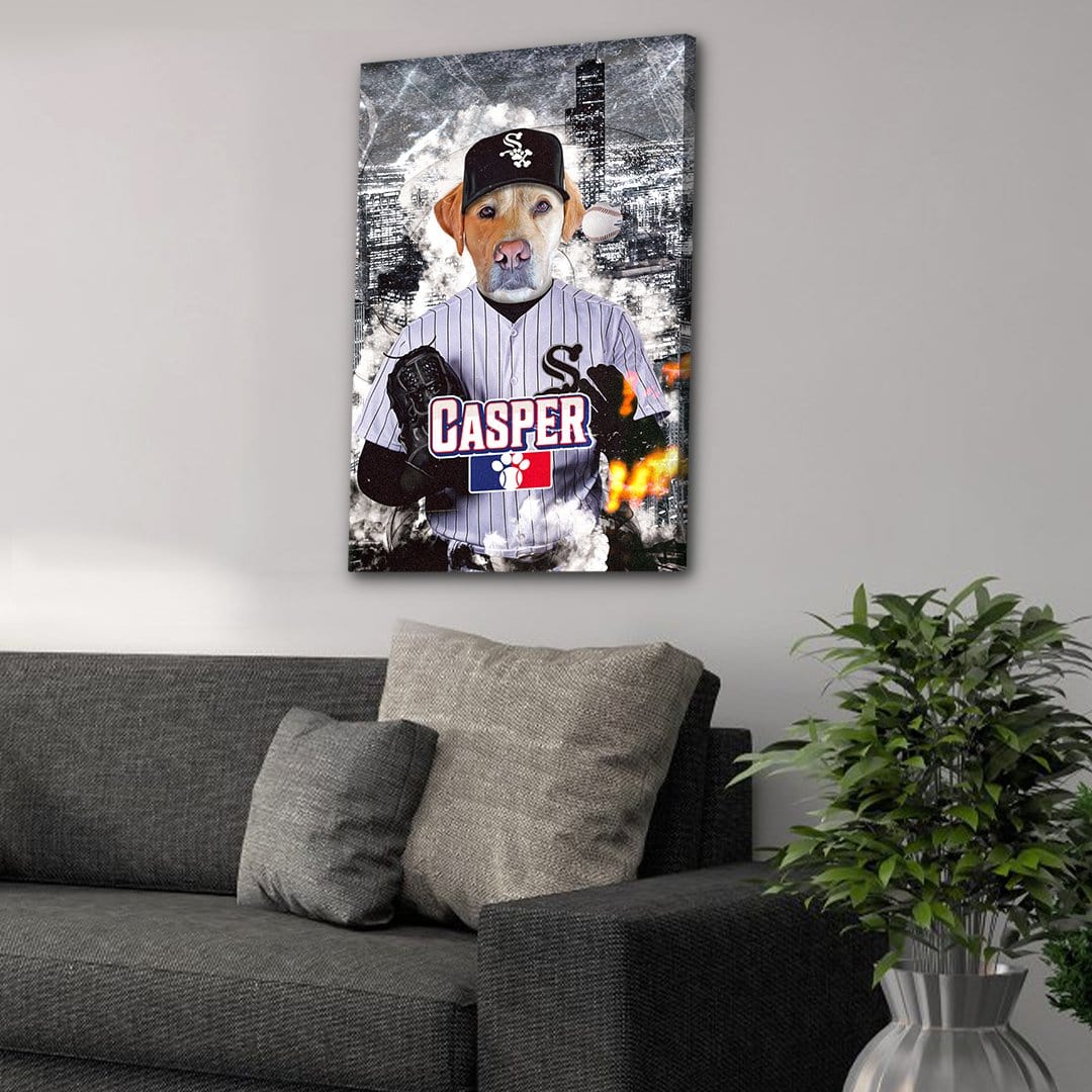 &#39;Chicago White Paws&#39; Personalized Pet Canvas
