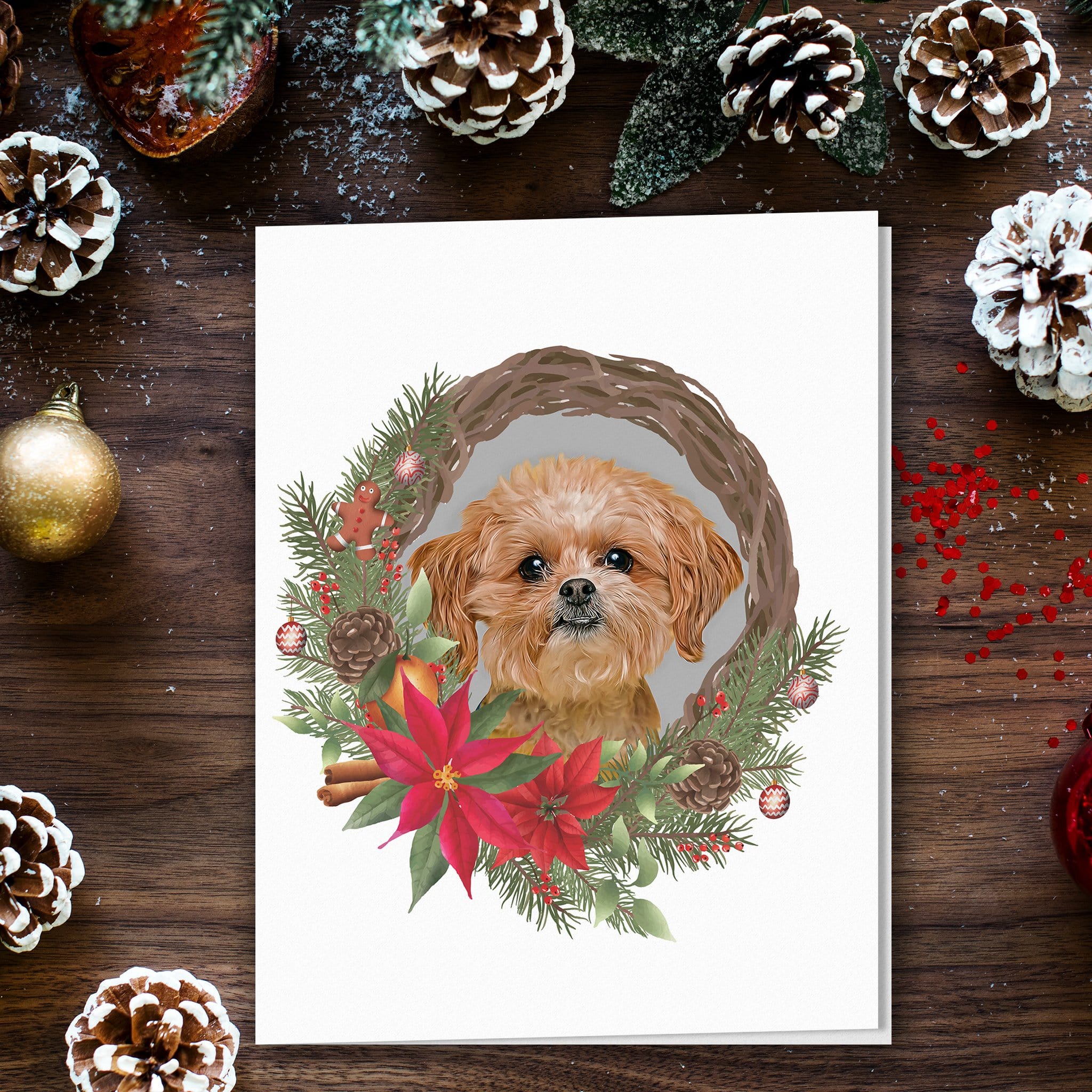Tarjetas de Navidad personalizadas Doggovinci 1 mascota