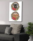 2 Pet Personalized Christmas Wreath Canvas