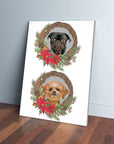 2 Pet Personalized Christmas Wreath Canvas