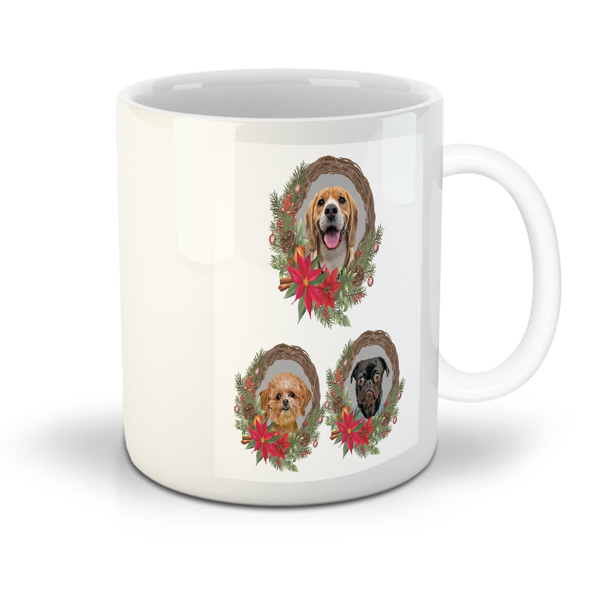 3 Pet Personalized Christmas Wreath Mug