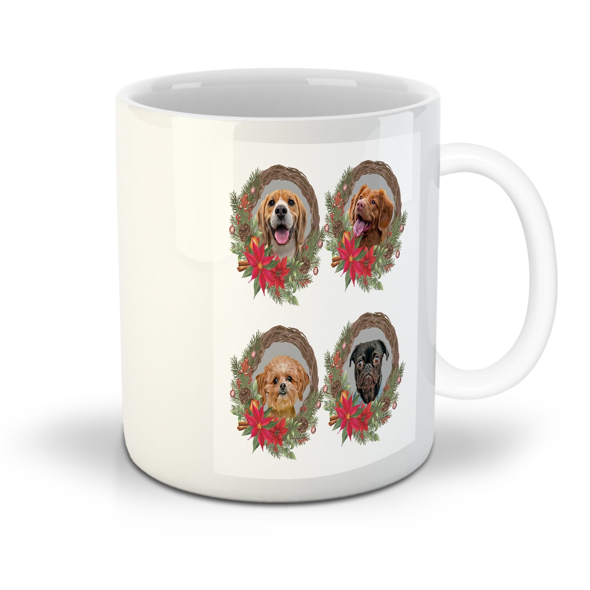 4 Pet Personalized Christmas Wreath Mug