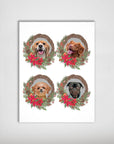 4 Pet Personalized Christmas Wreath Poster