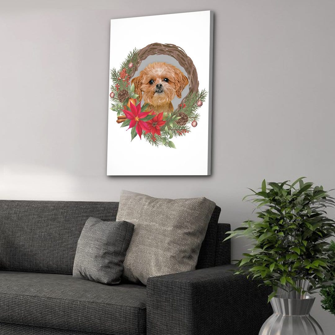 Personalized Christmas Wreath Pet Canvas
