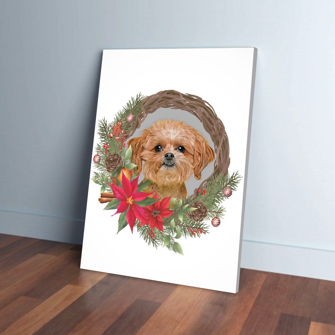 Personalized Christmas Wreath Pet Canvas