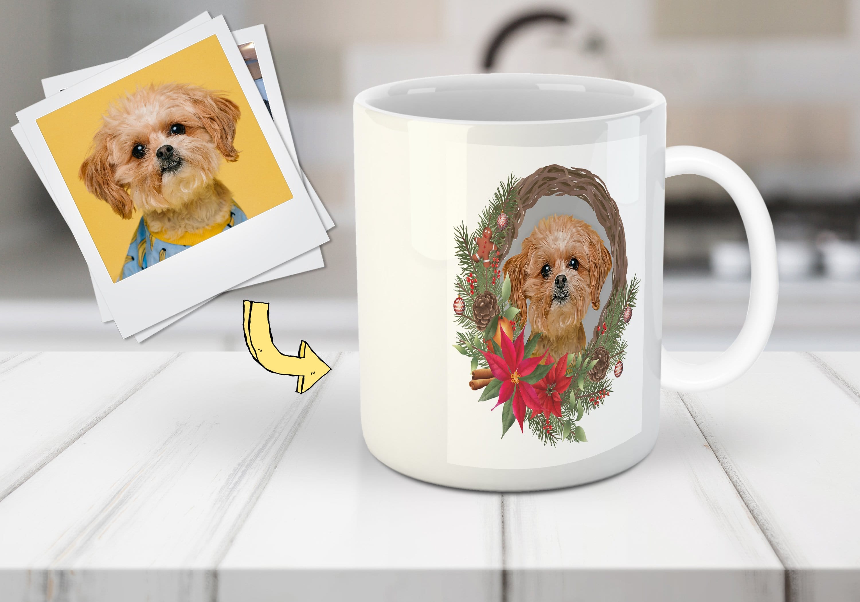 Personalized Christmas Wreath Pet Mug