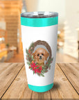 Vaso personalizado para mascotas con corona navideña