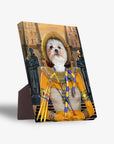 Cleopawtra personalized pet standing canvas featuring a Shih Tzu in an Egyptian pharaoh costume.