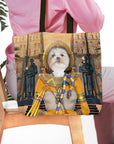 Personalized Cleopawtra tote bag featuring a Shih Tzu pet portrait in ancient Egyptian royal attire.