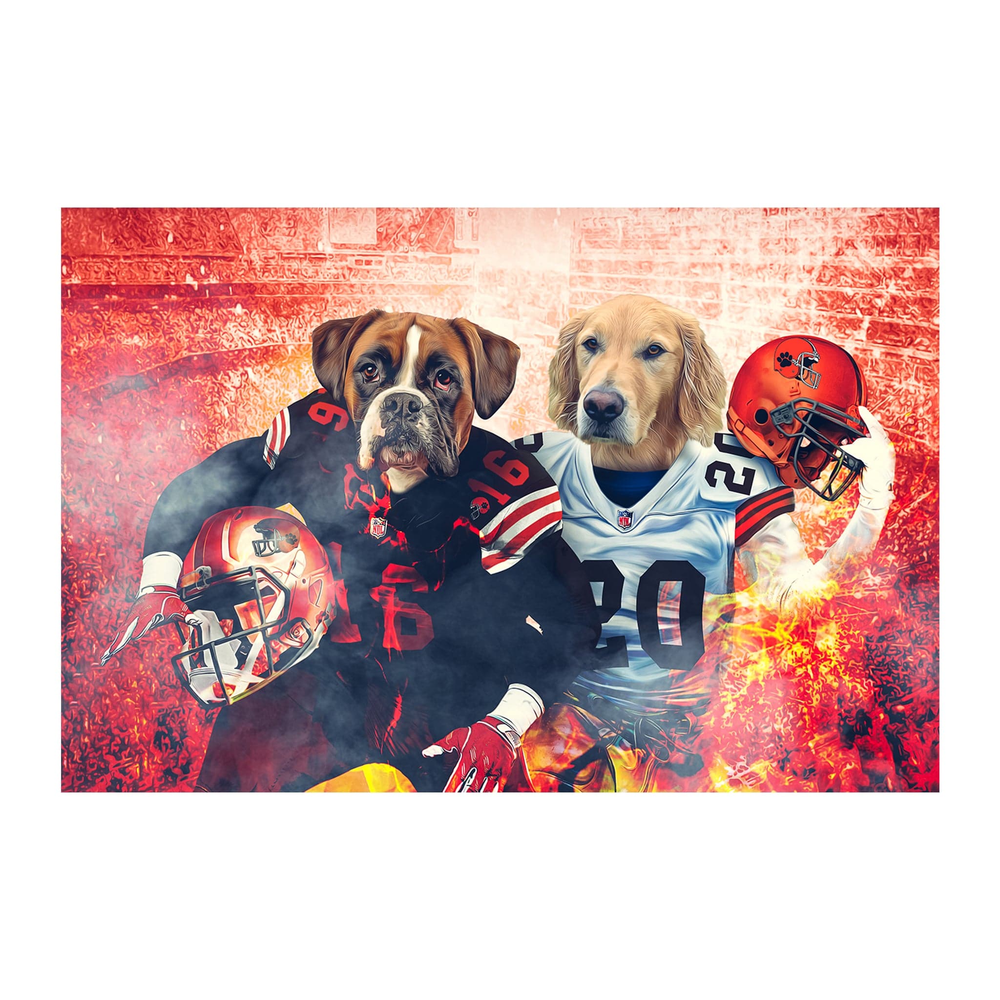 Retrato digital de 2 mascotas de &#39;Cleveland Doggos&#39;